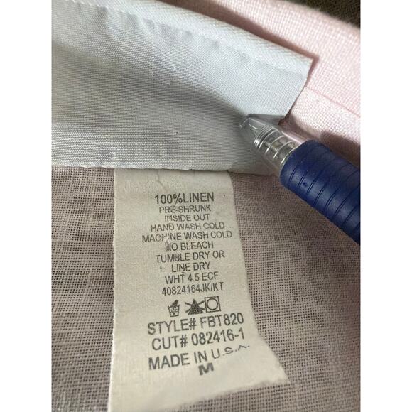 La Fixsun Pink Button Down Boyfriend Tunic Top 100% Linen Hi-Lo Women's Medium - Picture 5 of 6